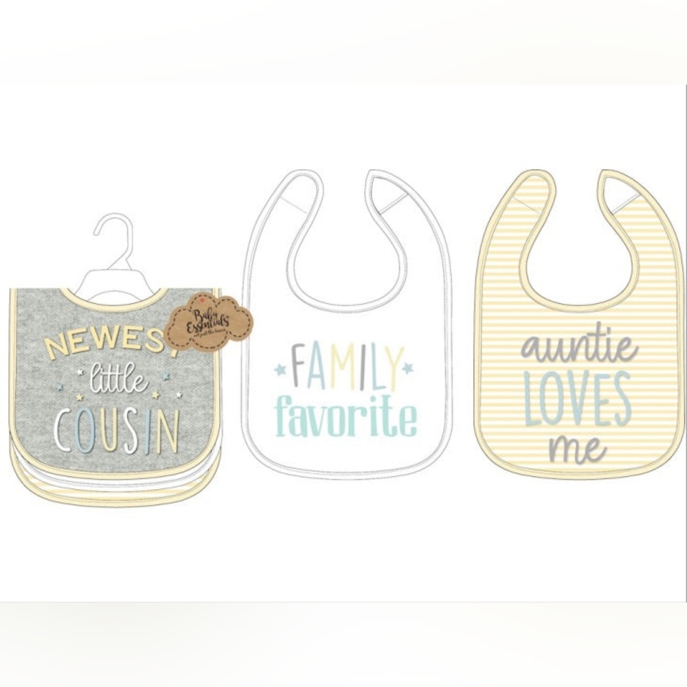 Baby Essentials 3Pk Bibs - Yellow